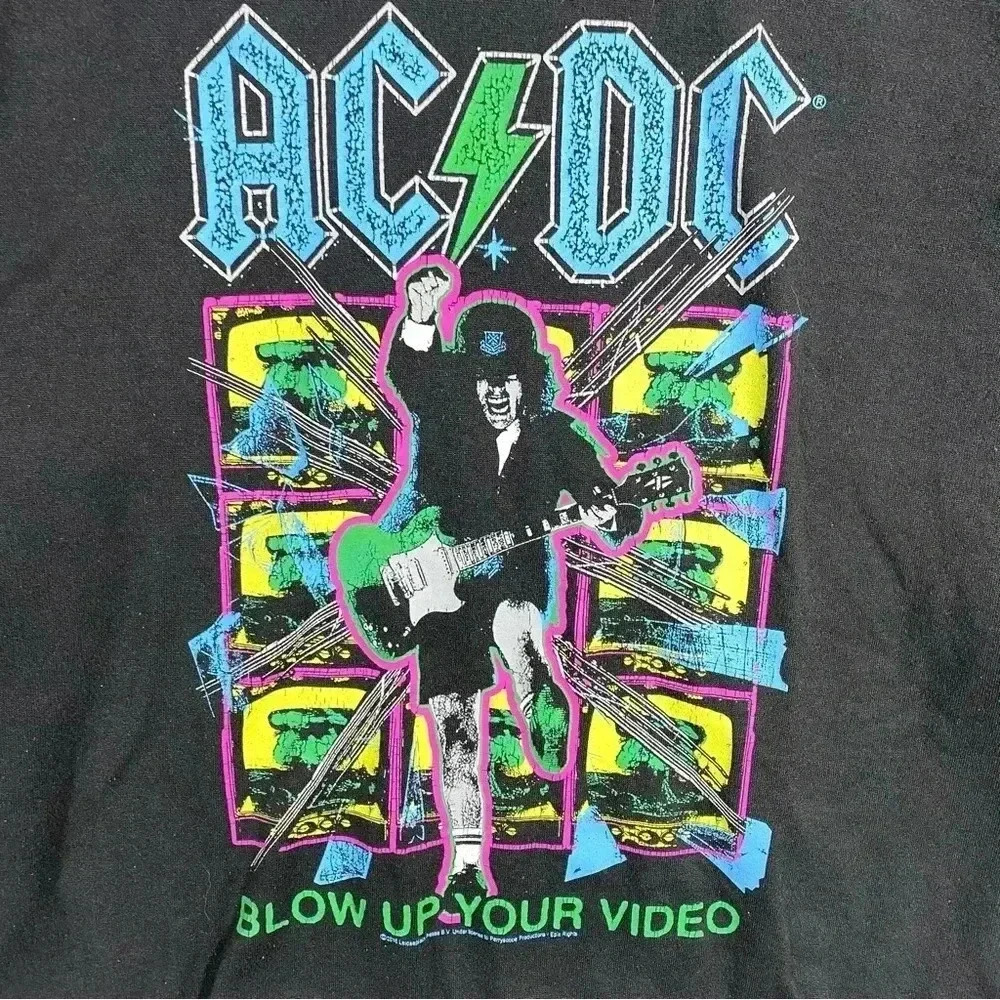 AC/DC Blow Up Your Video Women’s Dark Grey Crew Neck Pullover Sweatshirt L - Picture 3 of 8